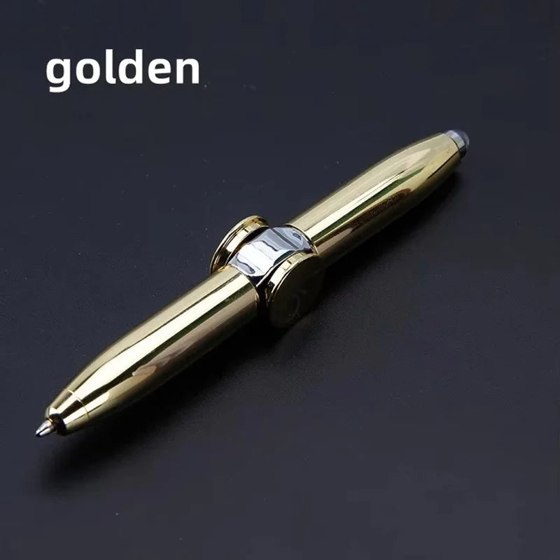 Multifunctional Decompression Finger Rotate Luminous Gyro Pens Toy Fidgets Spinner LED Light Ballpoint Pen Metal Gyro Pen Gift