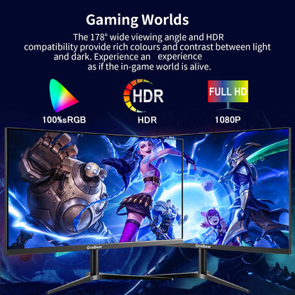 Grebear Gaming Monitor 27 Inch 165Hz 1ms PC Gaming Computer Monitor -FHD 1080P/AMD FreeSync/1 X HDTV 2.0/1 X Display Port 1.4/Bl